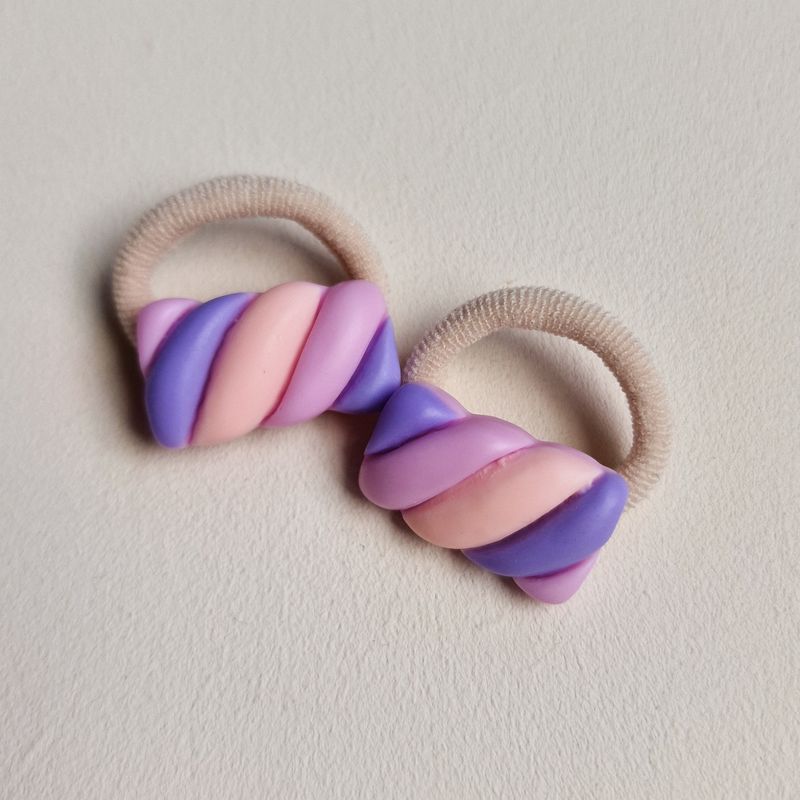 Haarelastiekjes spekjes lila - set a 2 stuks