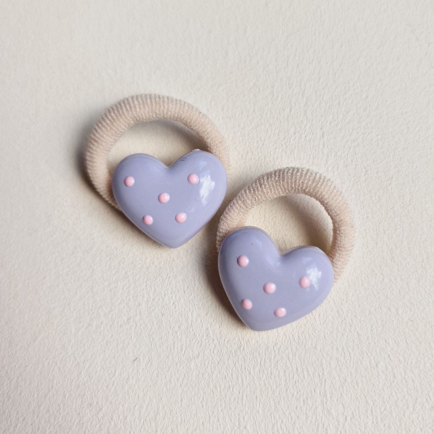 Haarelastiekjes hartjes lila - set a 2 stuks