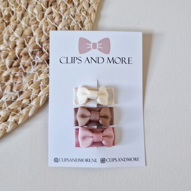 Mini bow klikklak 3cm - setje 3 stuks