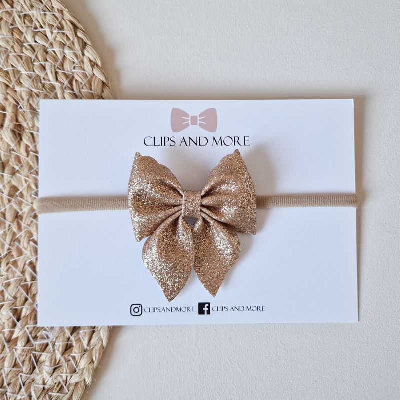 Haarbandje strik Olivia - fijne glitter in kleur naar keuze