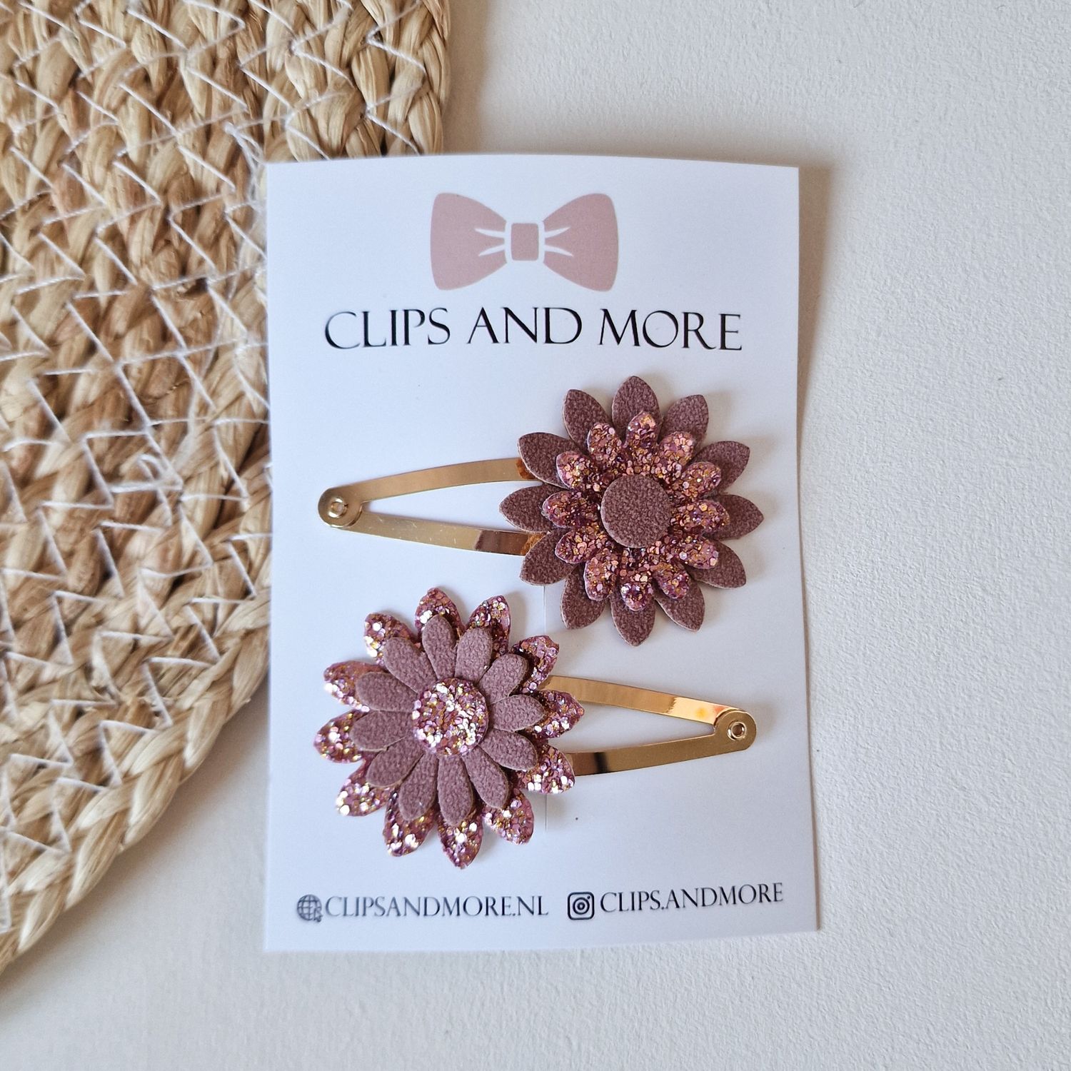 Belle klikklak 5cm -  glitter pink