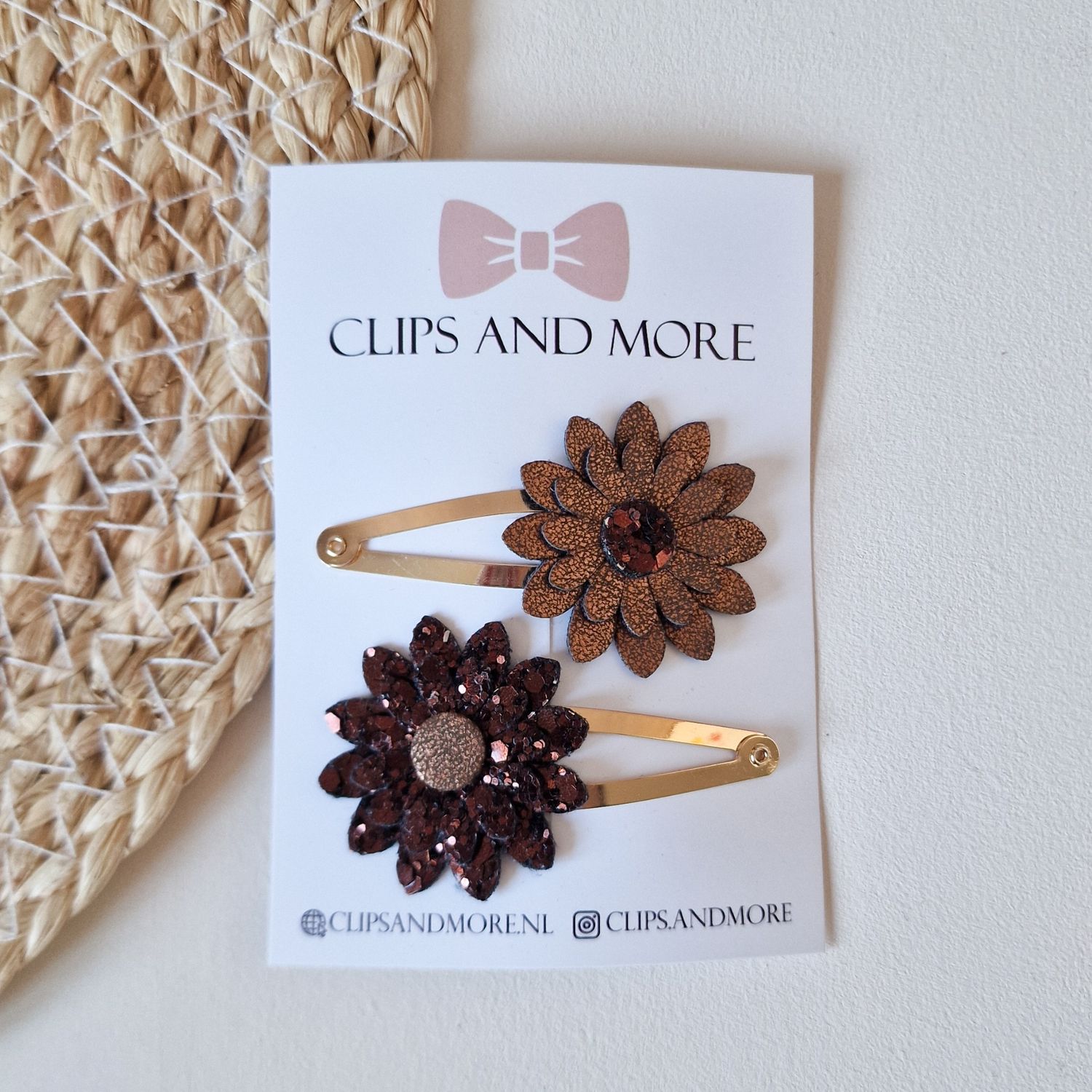 Belle klikklak 5cm -  glitter brown