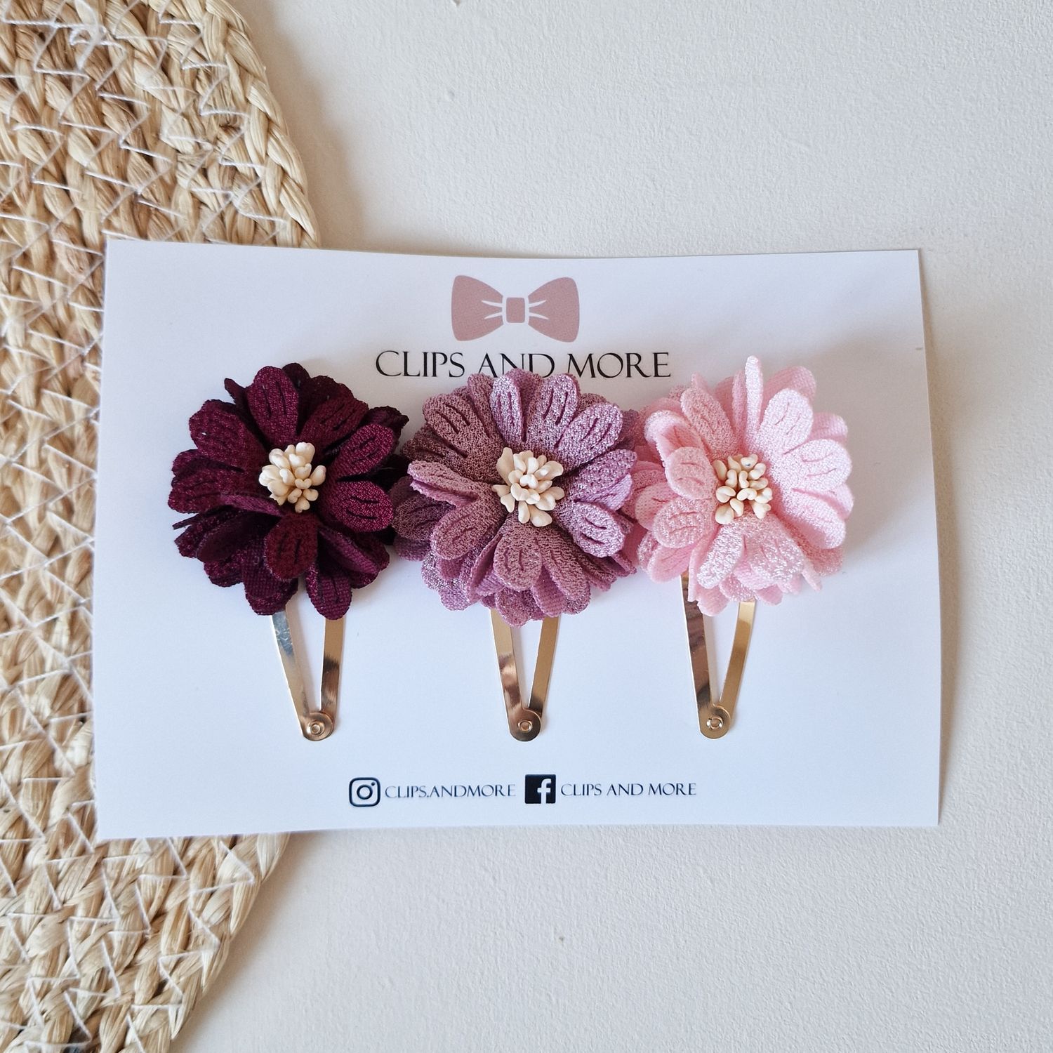 Flower XL - set 3 stuks Berry/plum/licht roze Flower XL - set 3 stuks Berry/plum/licht roze