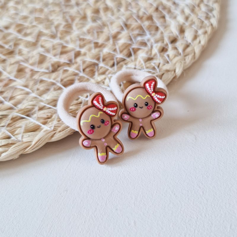 Haarelastiekjes gingerbread - set a 2 stuks