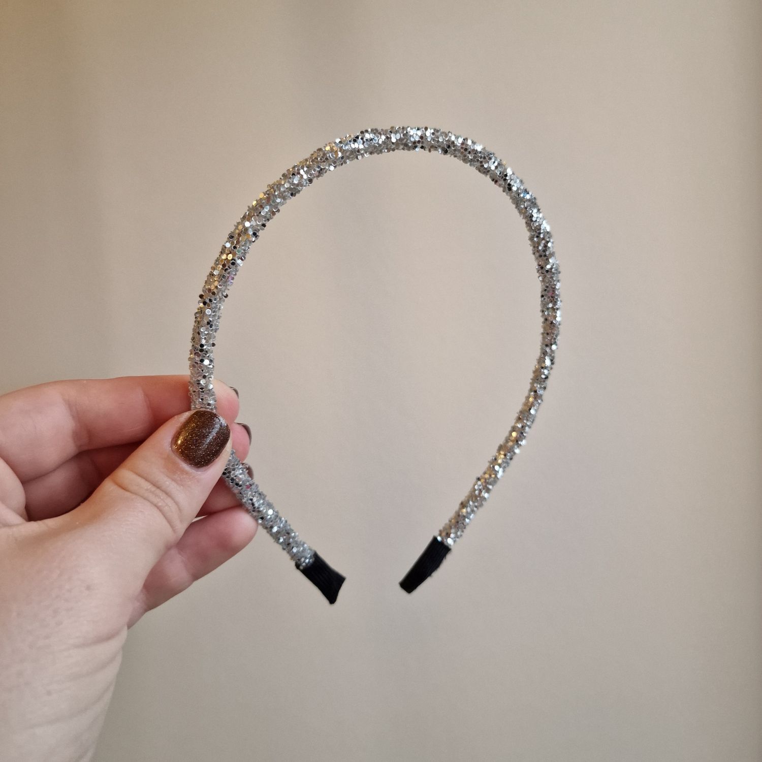 Diadeem - smal glitter zilver