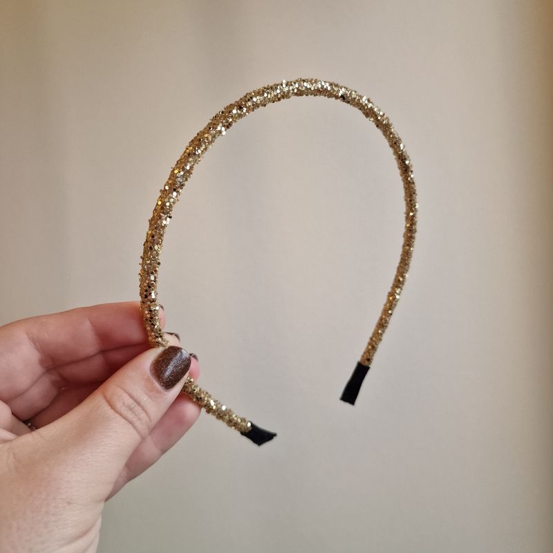 Diadeem - smal glitter goud