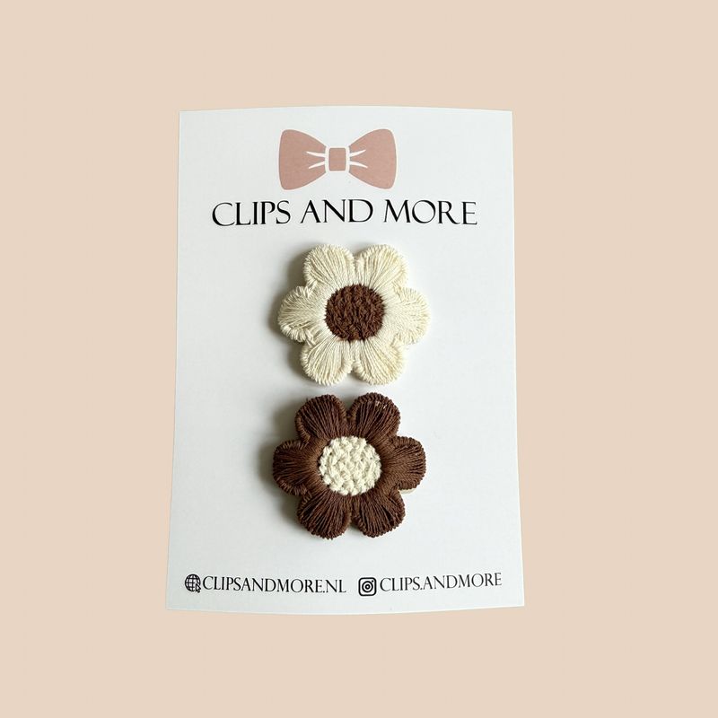 Antislip clip flower Ella bruin - setje 2 stuks