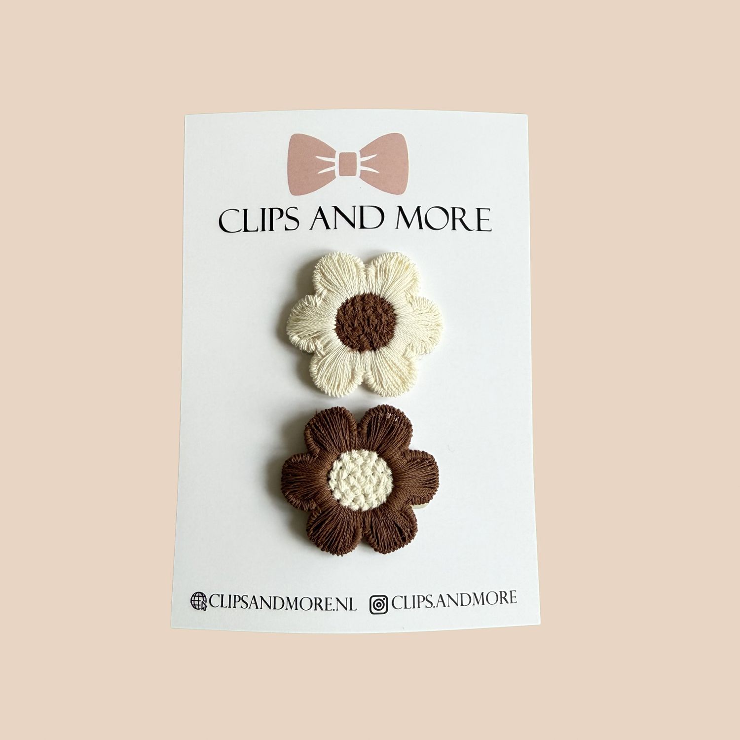 Antislip clip flower Ella bruin - setje 2 stuks