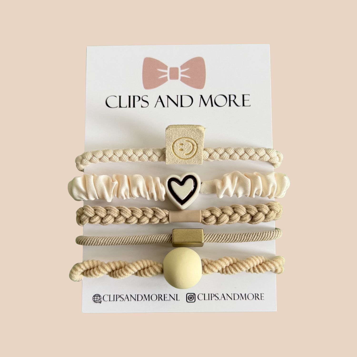 Set haarelastiekjes 5cm - crème 5 stuks