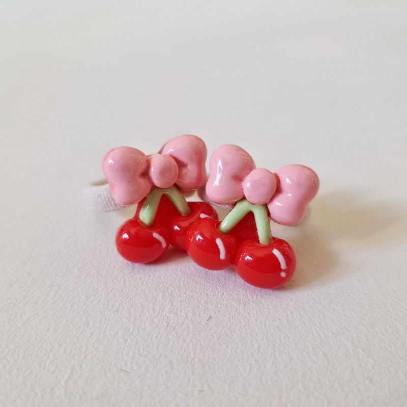 Haarelastiekjes kersjes - set a 2 stuks