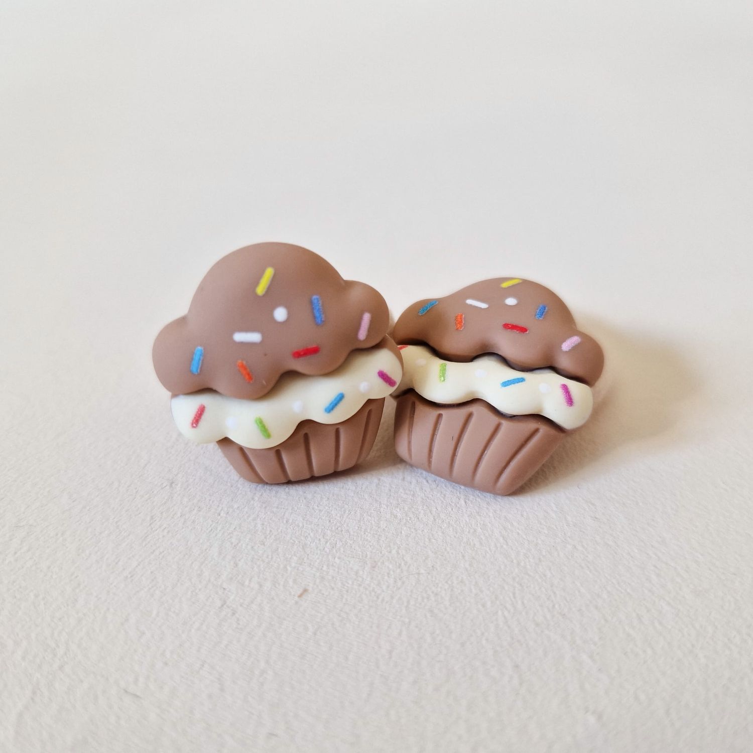 Haarelastiekjes cupcake bruin - set a 2 stuks
