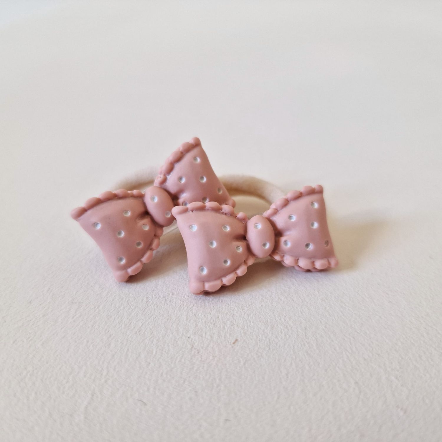 Haarelastiekjes strikje stippel roze - set a 2 stuks