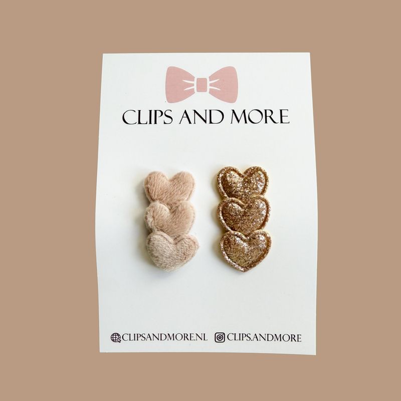 Antislip hearts beige/goud - setje 2 stuks