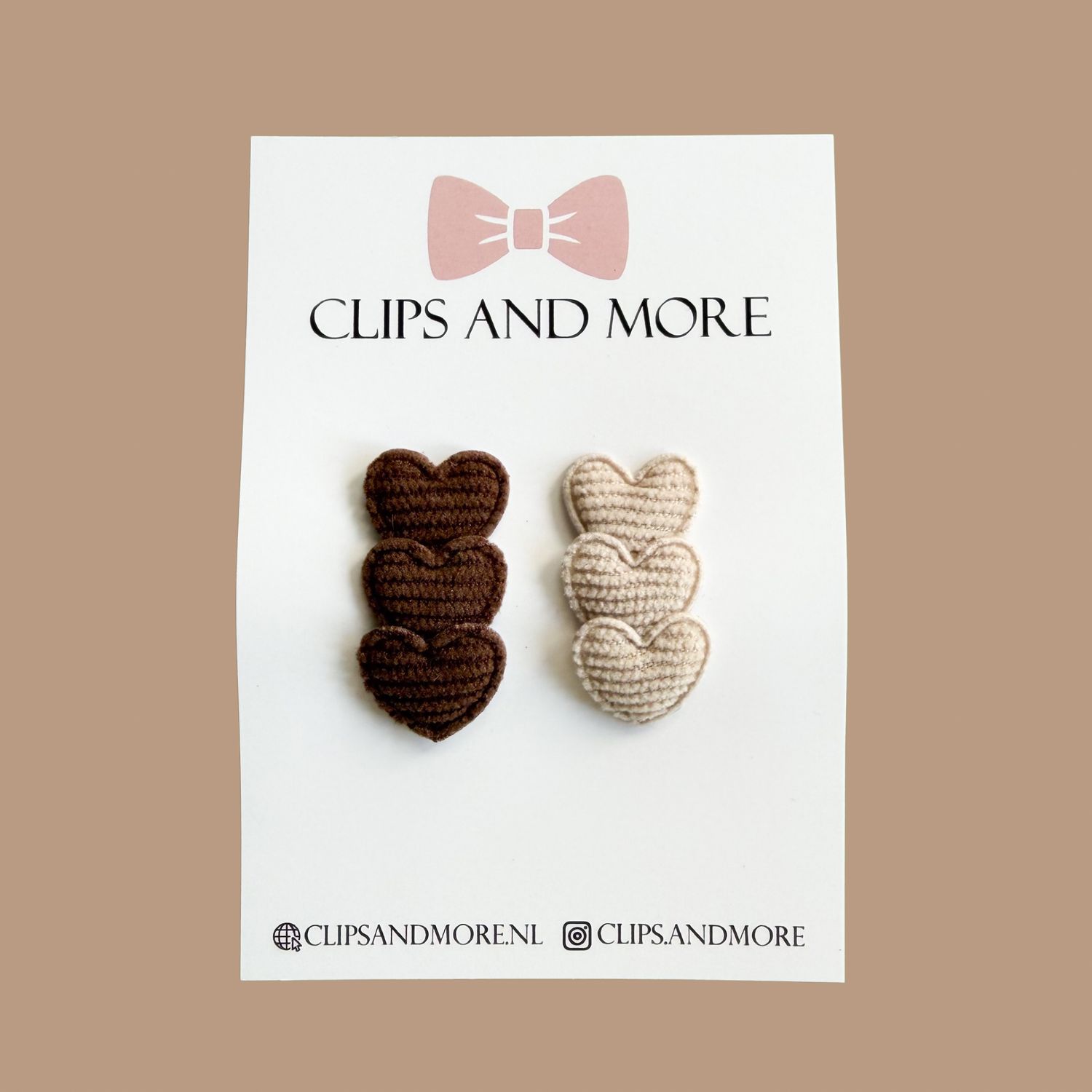 Antislip hearts beige/bruin - setje 2 stuks Antislip hearts beige/bruin - setje 2 stuks