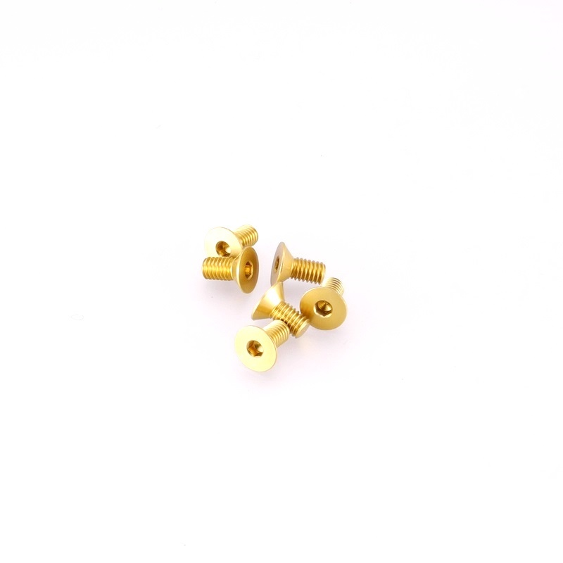 SCREW M4x8 FLAT HEAD 7075 - 6pcs - GOLD