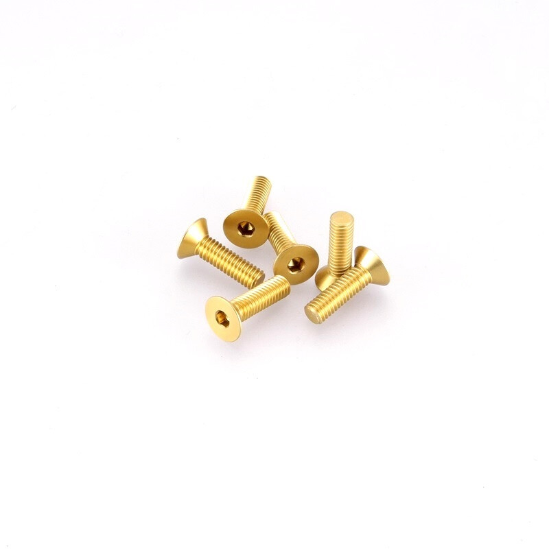 SCREW M4x14 FLAT HEAD 7075 - 6pcs - GOLD