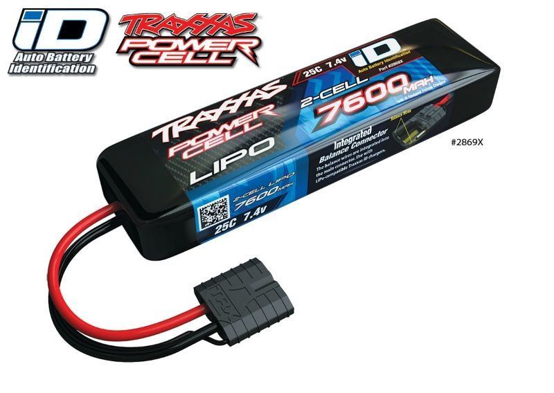 LIPO POWER CELL 7600MAH 7,4V 2S 25C TRAXXAS MIT ID-STECKER (L155XH25XB45MM)