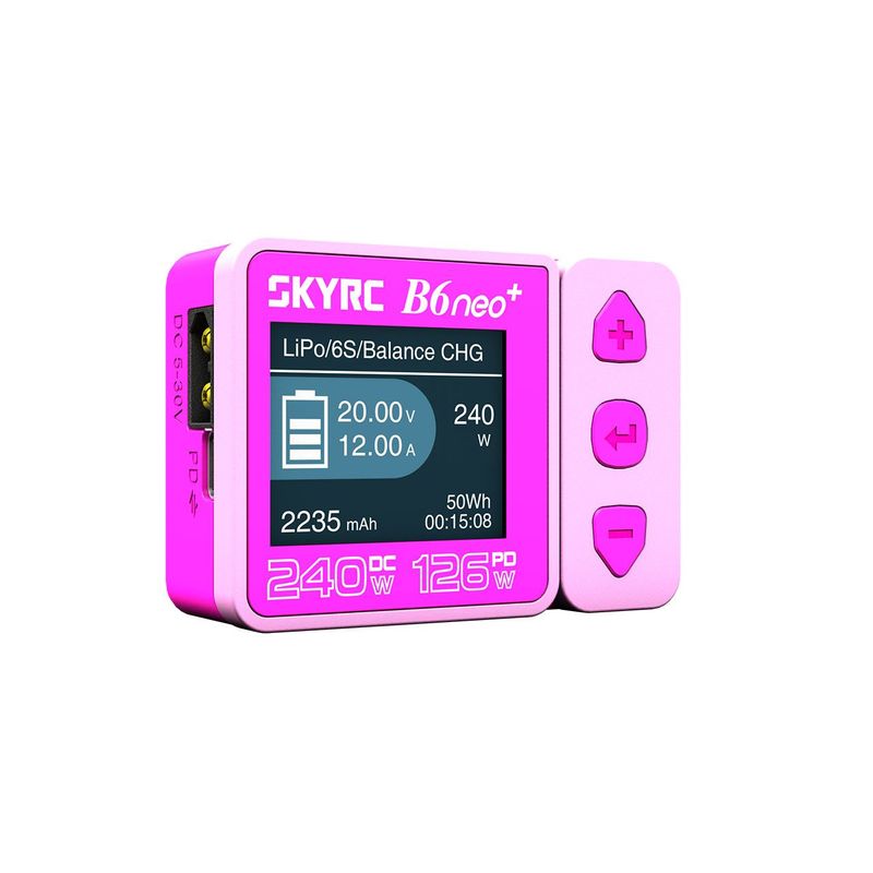 Ladegerät für die Hosentasche (Eingang 12V oder Type-C) kein eingebautes Netzteil SkyRC B6neo+ Ladegerät grau LiPo 1-6s 10A 200W Farbe Pink Ladegerät für die Hosentasche (Eingang 12V oder Type-C) kein eingebautes Netzteil SkyRC B6neo+ Ladegerät grau LiPo 1-6s 10A 200W Farbe Pink
