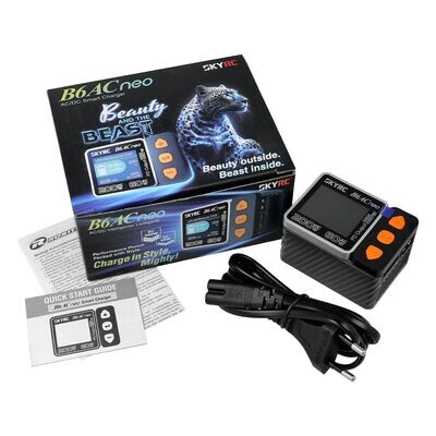 Ladegerät für die Hosentasche (Eingang 12V oder Type-C) eingebautes Netzteil SkyRC B6neo+ Ladegerät grau LiPo 1-6s 10A 200W