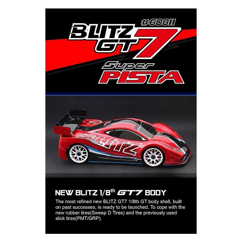 NEW: Blitz GT7 Pista 1/8 On-Road GT Karosserie 0.7mm (S-Wing)