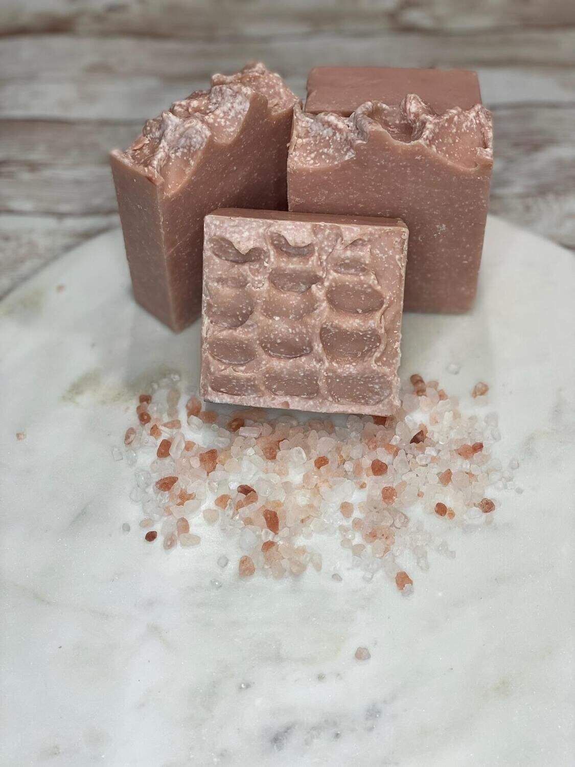 Pink Himalayan salt exfoliating soap bar with pink clay