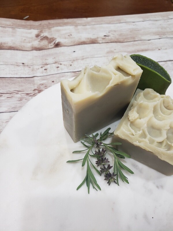Aloe vera and lavender handmade soap bars with aloe plant