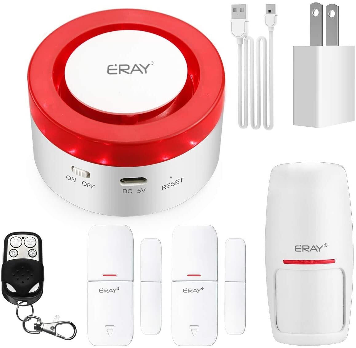 TUYA Smart Home Security Alarm Siren System, ERAY T1 Wireless WiFi Burglar Siren Alarms, Compatible with Alexa and Google Assistant/APP Alarm Push/Custom-Named/Timing Setting.