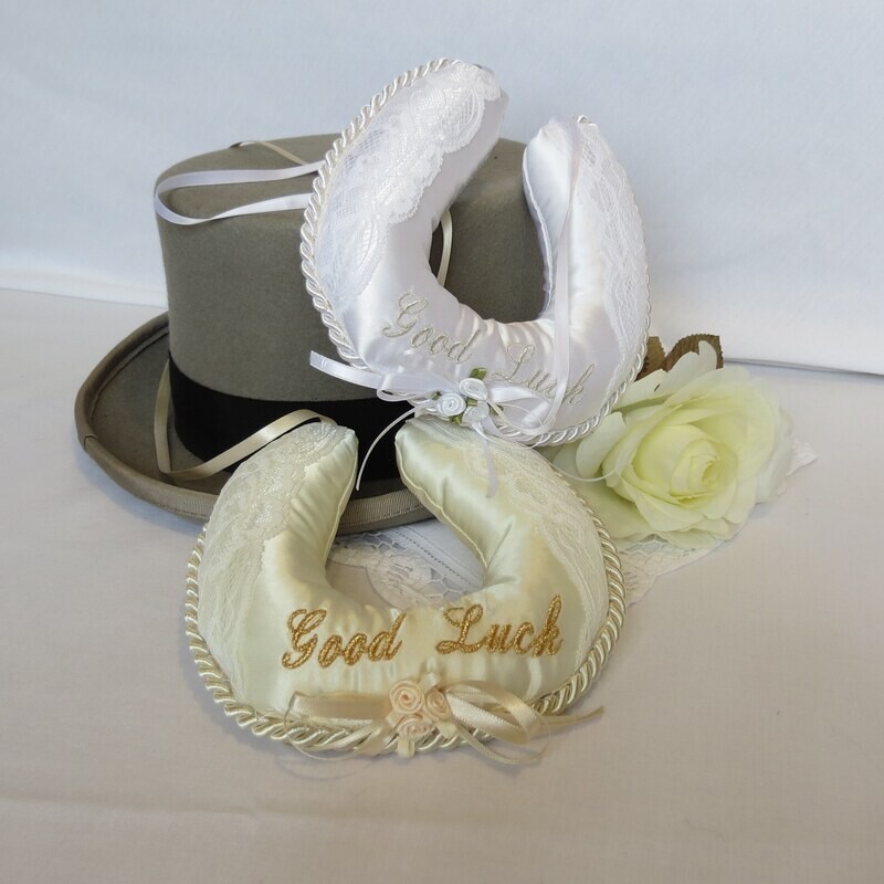 Good Luck Nottingham Lace Wedding Horseshoe