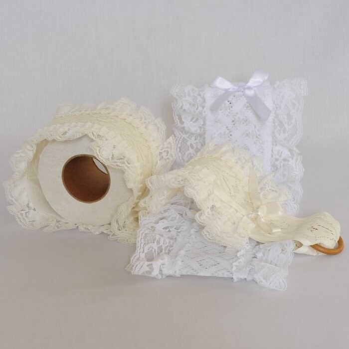 Lace Covered Toilet Roll Holder