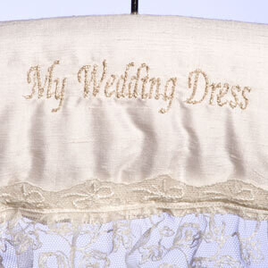Silk Wedding Dress Coat Hanger edged with Nottingham Lace