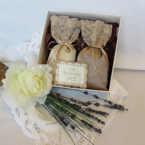 13th Anniversary Twin Fragrant Bags Finest Nottingham Lace