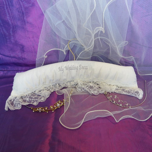 Silk Wedding Dress Coat Hanger edged with Nottingham Lace