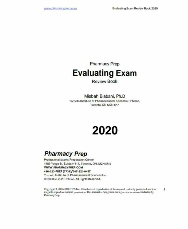 Pharmacy Prep Evaluating Exam 2020