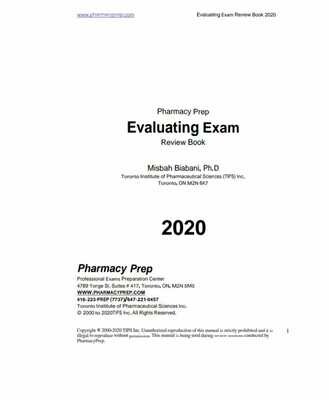 Pharmacy Prep Evaluating Exam 2020