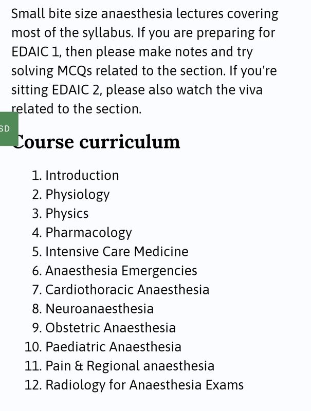Anesthesia Lectures for EDAIC 1 &amp; 2 2023
