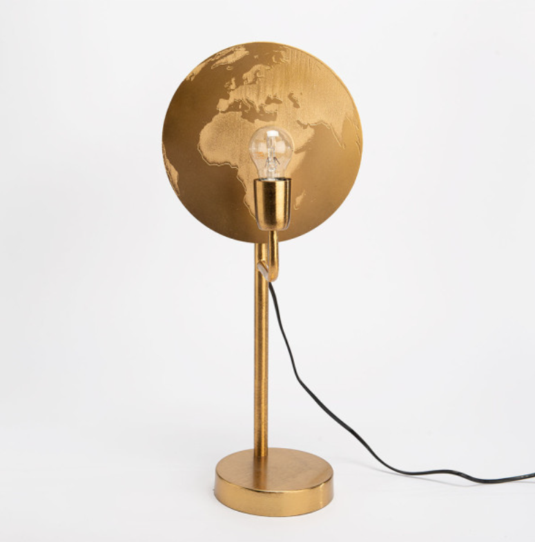 Lampe à poser mappemonde dorée - Amadeus