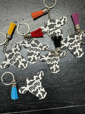 Wooden Cow Engraved Key Chains