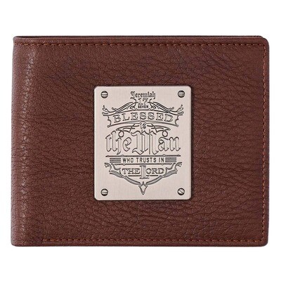 Blessed Is The Man Timber Spice Brown Genuine Leather Wallet - Jeremiah 17:7
