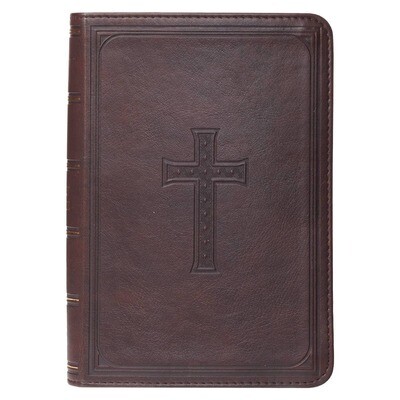 Christian Art Gifts - Dark Brown Faux Leather Large Print Compact King James Version Bible
