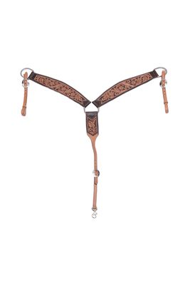 Pettorale western Fender Saddlery, cuoio chiaro con inserti e decoro floreale, fascia 80 mm