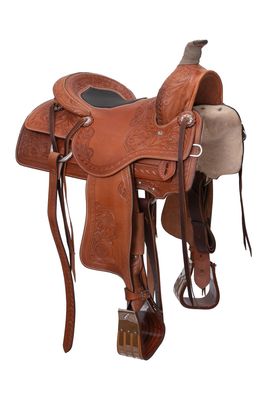 Sella americana da working cow horse California Fender Saddlery, staffe in legno, marrone
