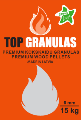 Kokskaidu 6 mm granulas jaunā iepakojumā un uzlabotā kvalitātē (fiziskām personām) cena bez PVN 210 EUR