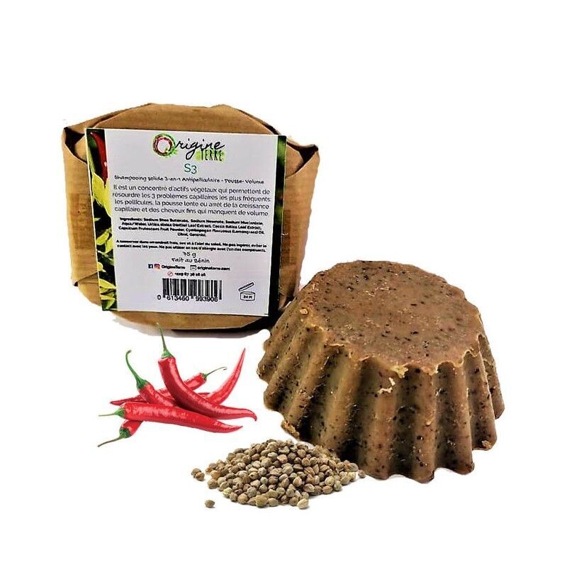 S3 shampoing solide antipelliculaire volume et pousse