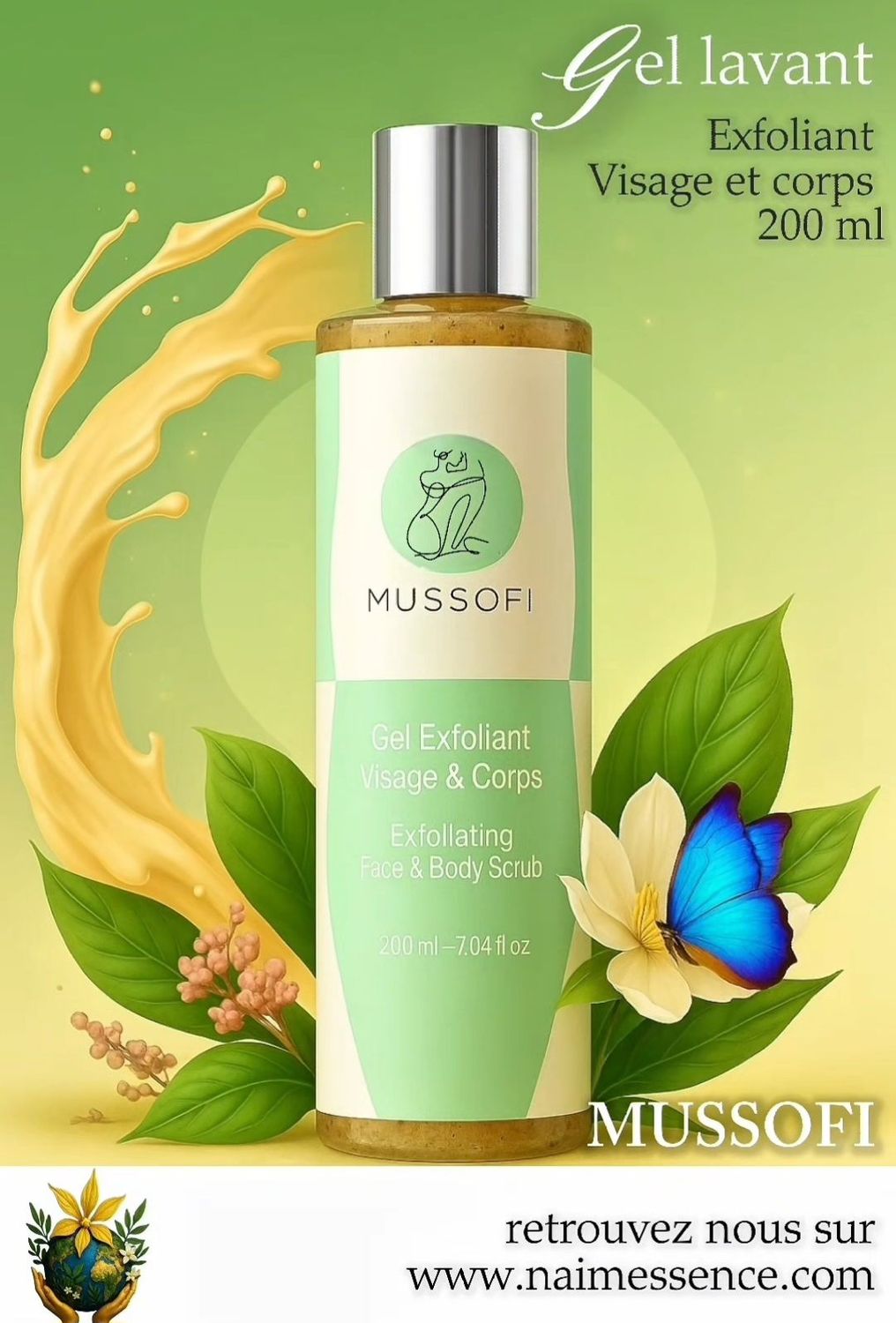 Gel nettoyant exfoliant visage et corps café et miel 200 ml Gel nettoyant exfoliant visage et corps café et miel 200 ml