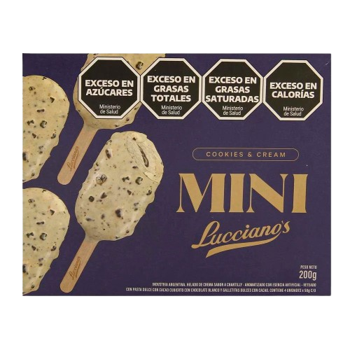 PALETAS MINI COOKIES & CREAM LUCCIANO'S x4uni