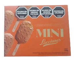 PALETAS MINI DULCE DE LECHE & COOKIES LUCCIANO´S x4uni
