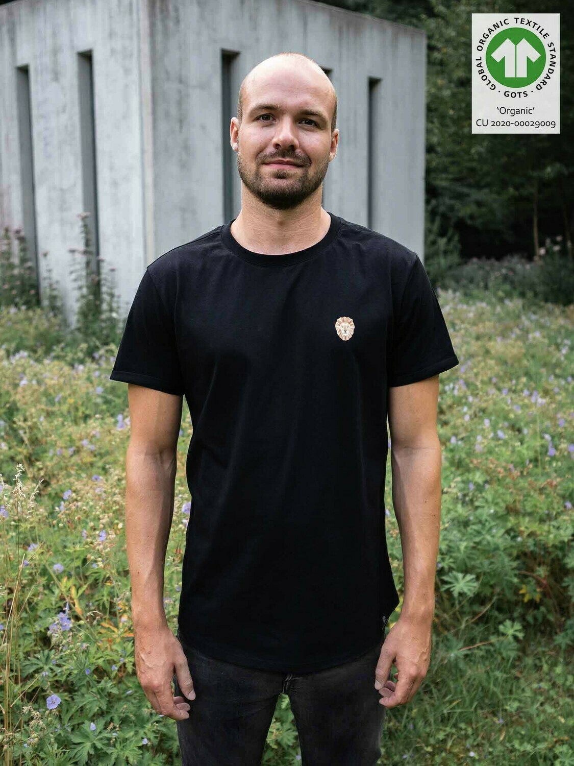 Löwen Print Herren T-Shirt schwarz – 100% Biobaumwolle