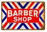 CARTEL METALICO VINTAGE BARBER SHOP RED