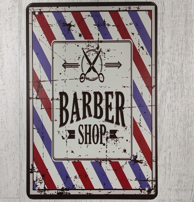 CARTEL METALICO VINTAGE BARBER SHOP 20X30