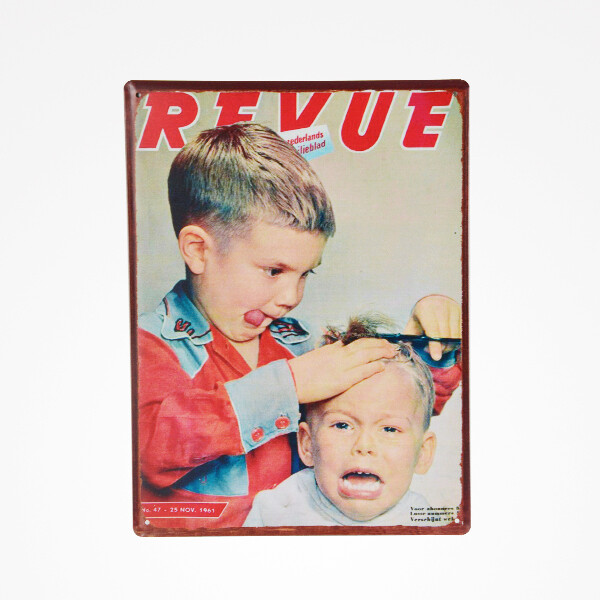 CARTEL METALICO VINTAGE BARBER SHOP 40X30